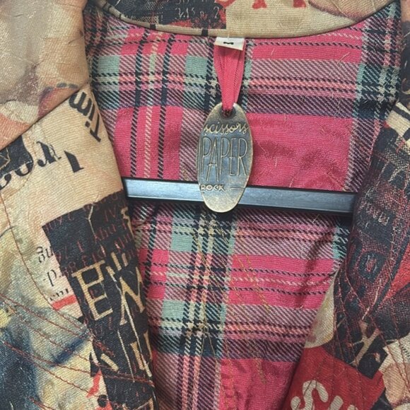 Scissors Paper Rock Art-Wear M plaid movie star jacket Blazer USA VTG artsy Y2K - Picture 4 of 8